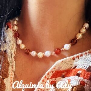 Alquimia Pearl and Amber Necklace